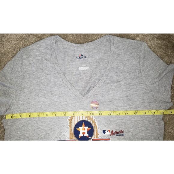 Houston Astros World Series Champs Light Grey '17 V-Neck T Shirt LARGE New - Picture 2 of 5
